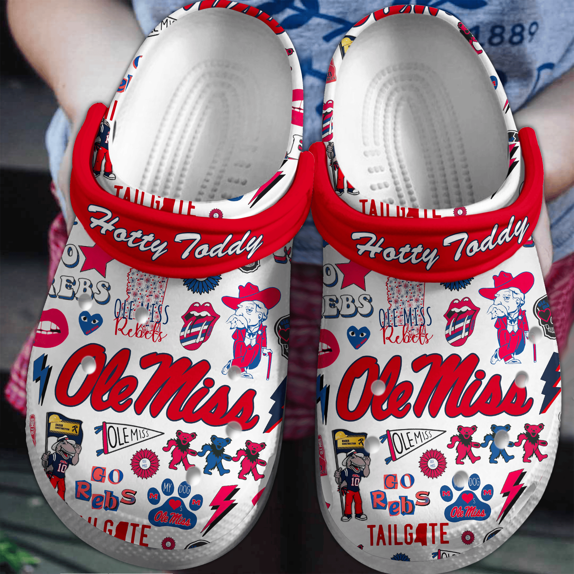 Ole Miss Rebels NCAA Sport Crocs Crocband Clogs Shoes Comfortable For Men Women and Kids