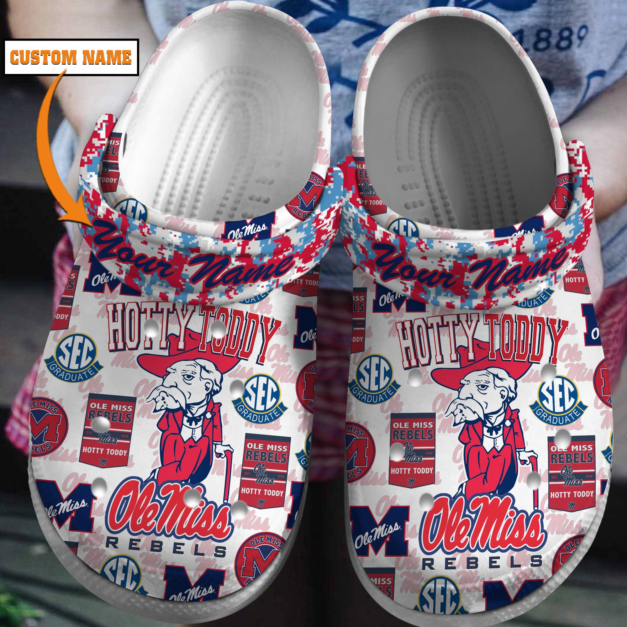 Ole Miss Rebels NCAA Sport Crocs Crocband Clogs Shoes Comfortable For Men Women and Kids