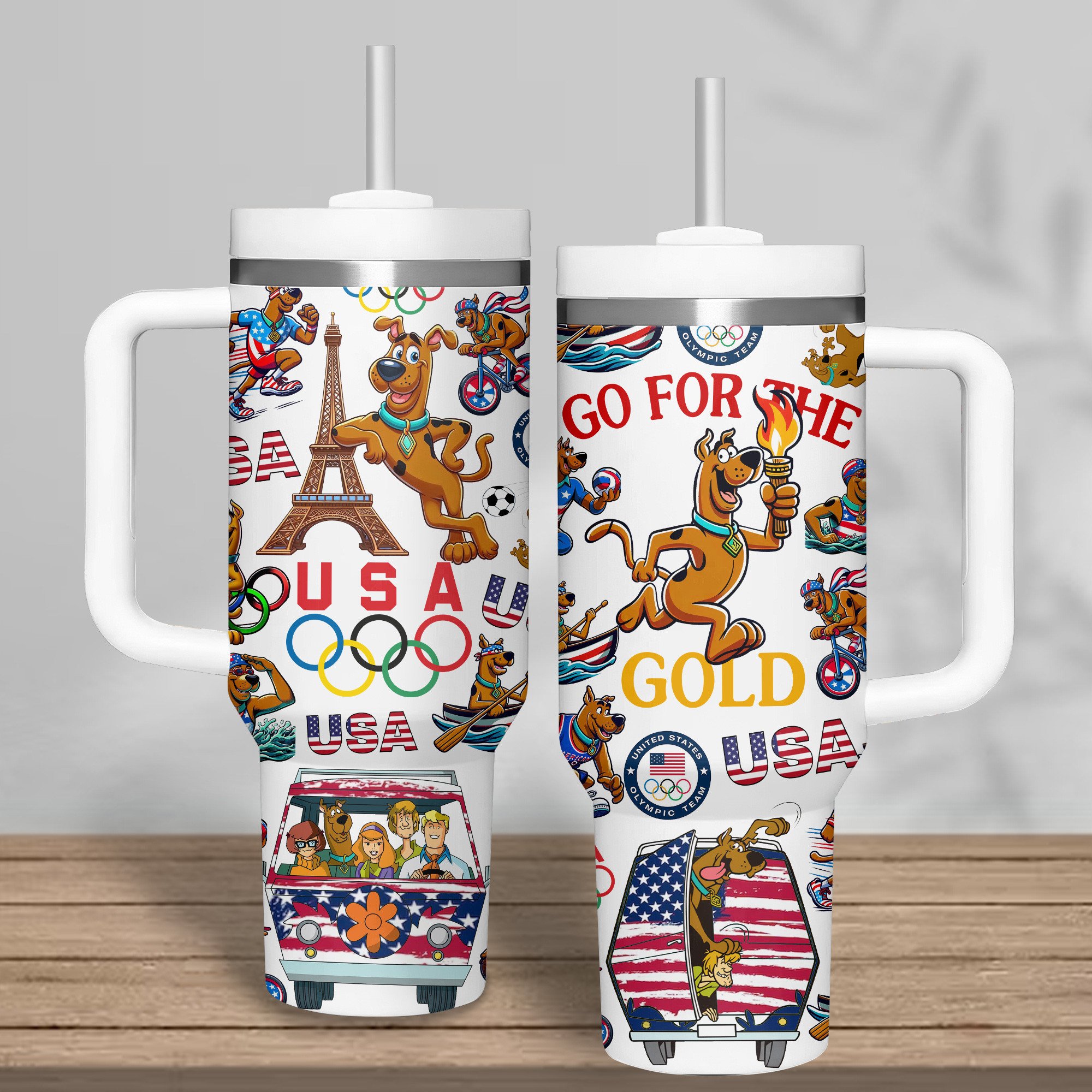 Olympic Paris 2024 Scooby-Doo Cartoon Custom Stanley Cup 40 oz 30 oz Tumbler With HandleTVC2301739