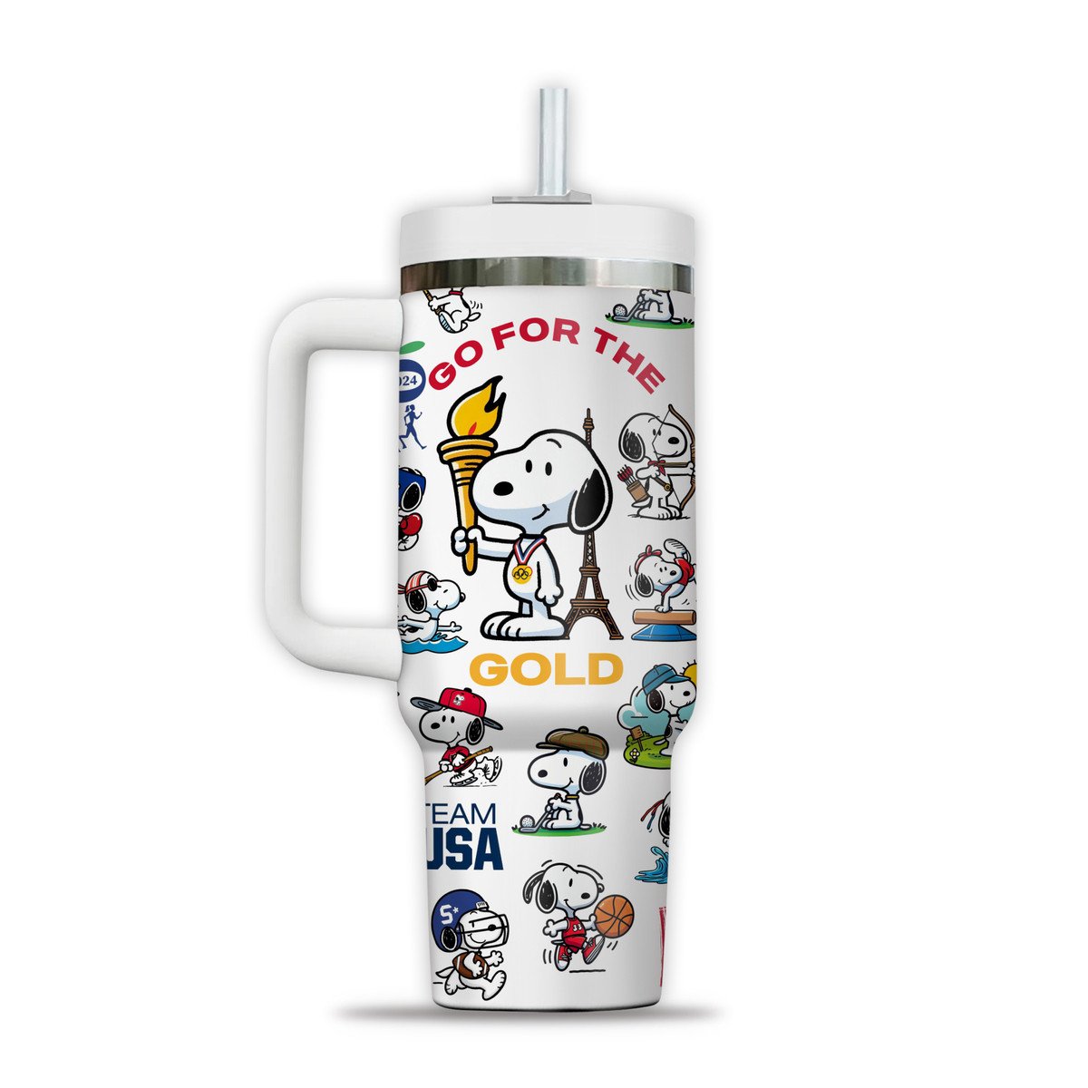 Olympic Paris 2024 Snoopy Cartoon Custom Stanley Cup 40 oz 30 oz Tumbler With HandleTVC2301801 - Image 3