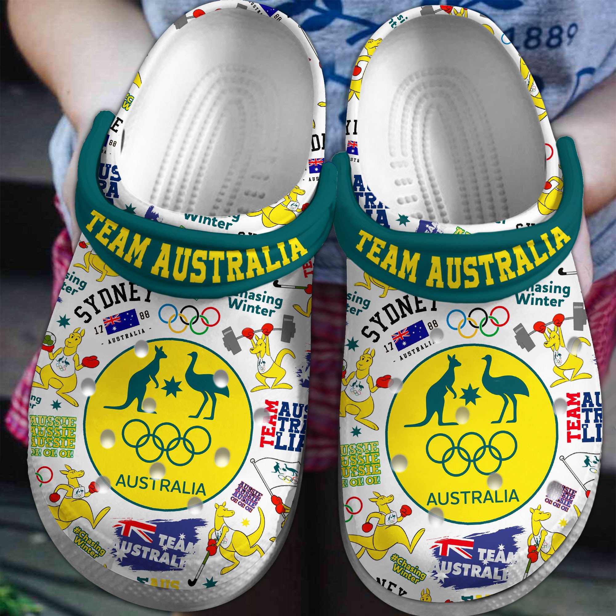 Olympic Paris 2024 Team Australia Sport Crocs Crocband Clogs Shoes Comfortable For Men Women and Kids