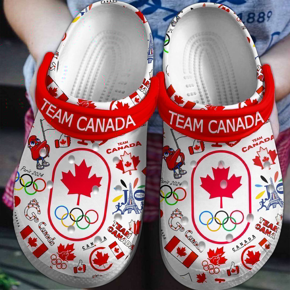 Olympic Paris 2024 Team Canada Sport Crocs Crocband Clogs Shoes Comfortable For Men Women and Kids