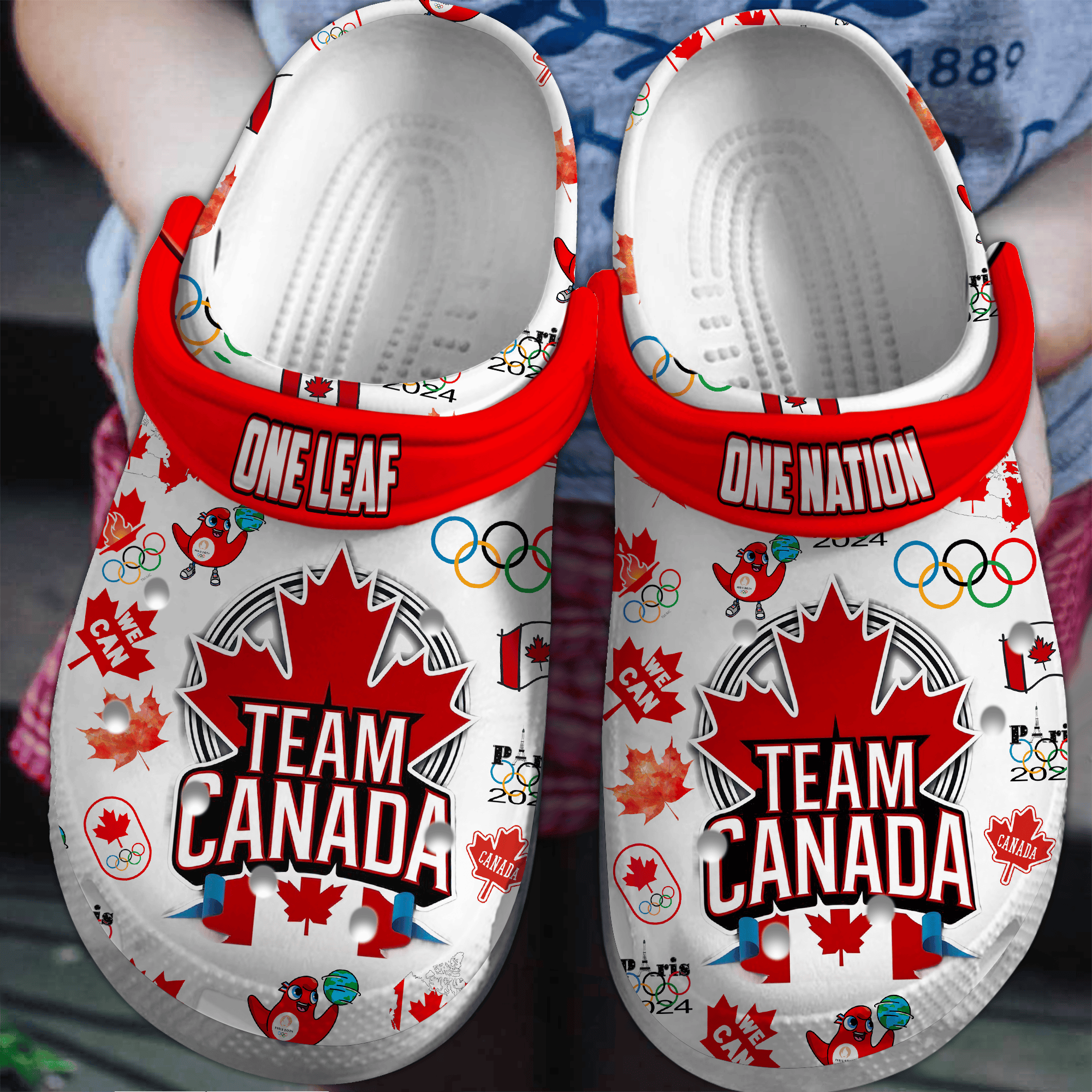 Olympic Paris 2024 Team Canada Sport Crocs Crocband Clogs Shoes Comfortable For Men Women and Kids