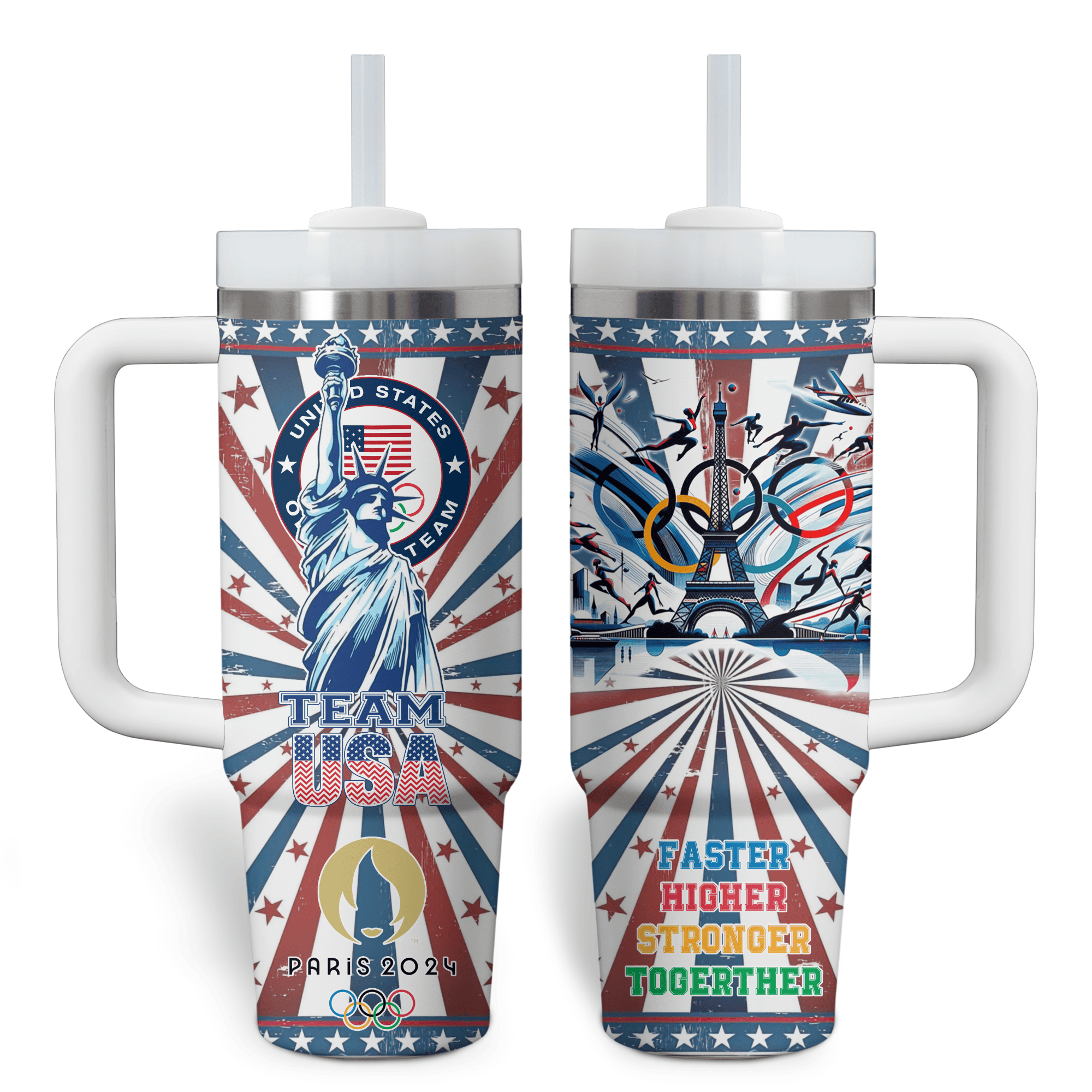 Olympic Paris 2024 Team USA Custom Stanley Cup 40 oz 30 oz Tumbler With HandleTVC2301799