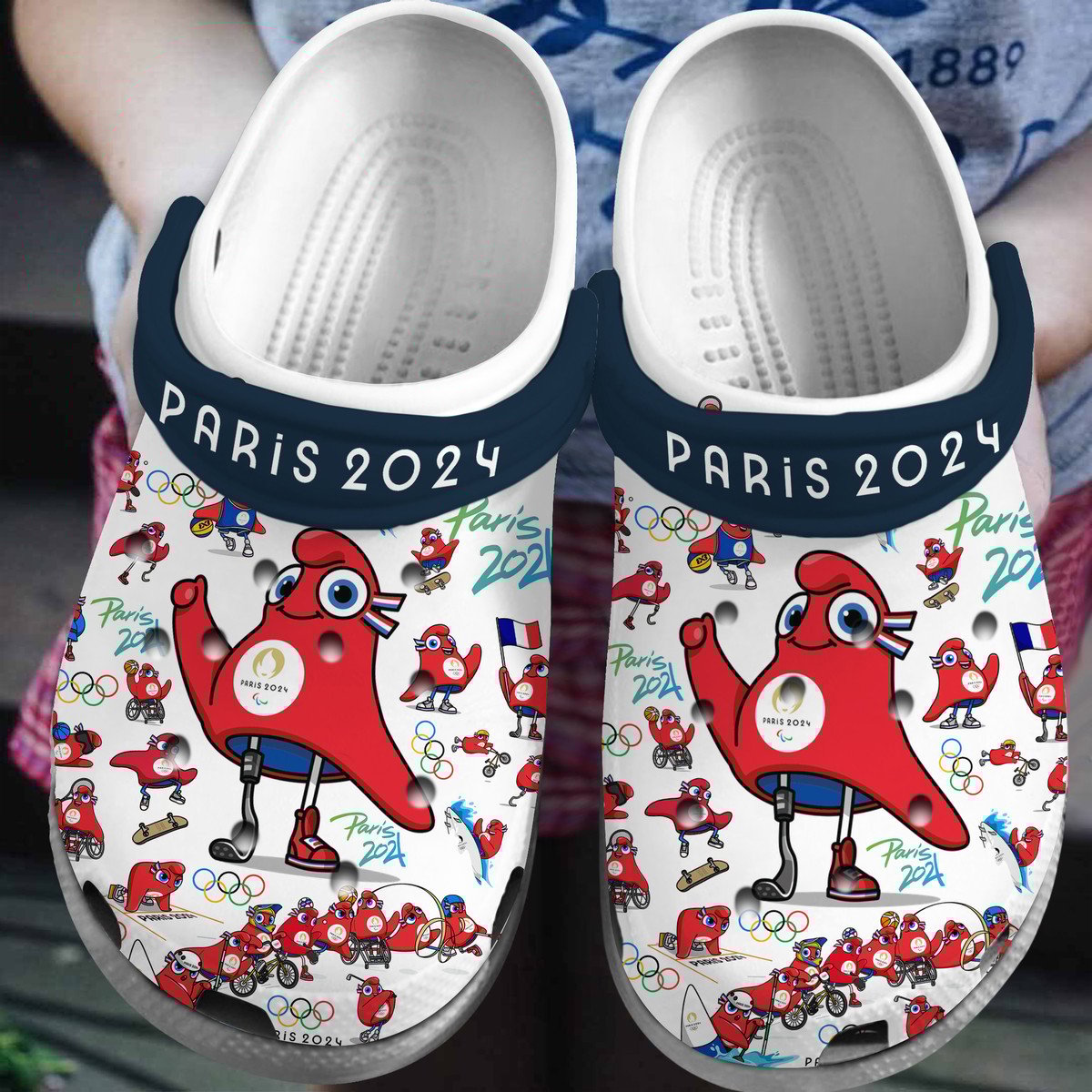 Olympic Paris 2024 Team USA Sport Crocs Crocband Clogs Shoes Comfortable For Men Women and Kids