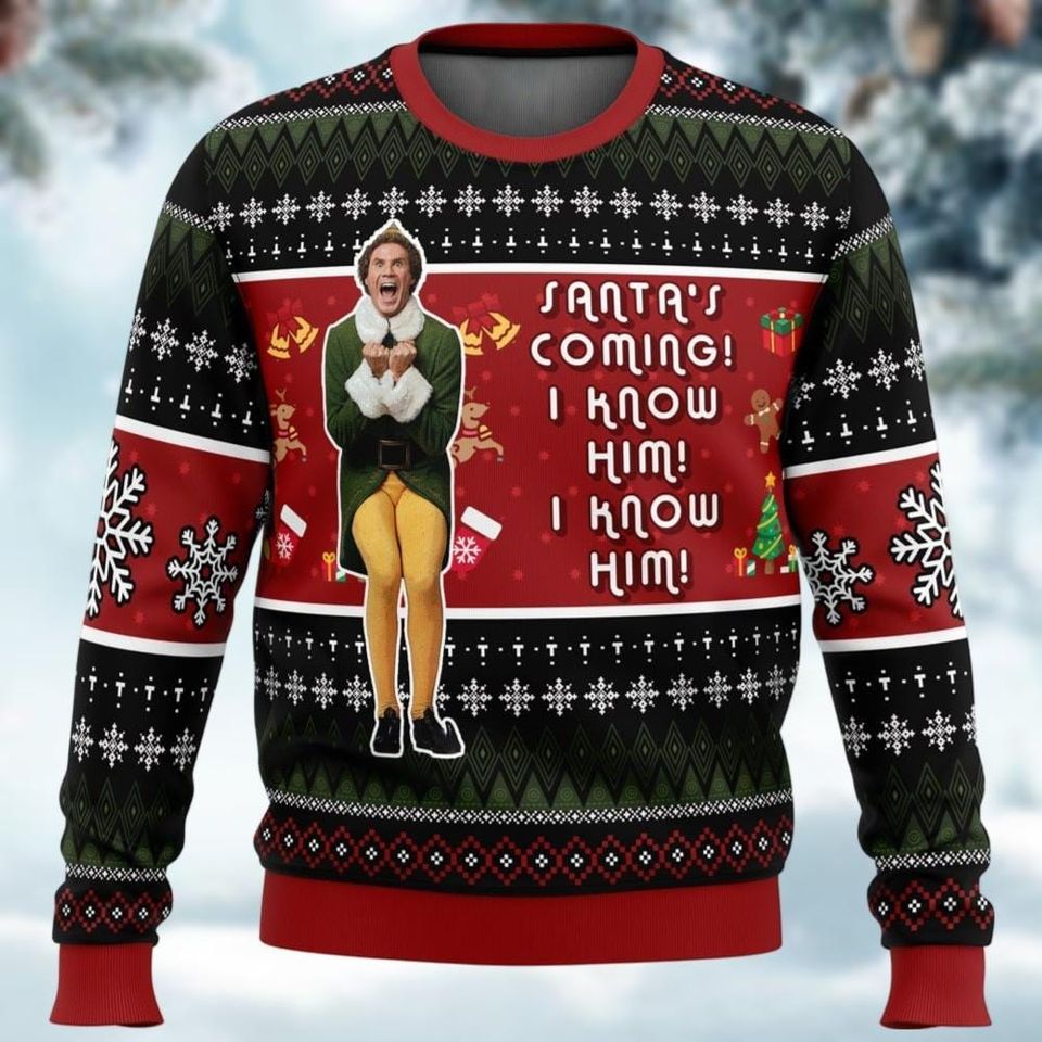 OMG Santa Elf Ugly Christmas Sweater, Christmas Movie Sweater