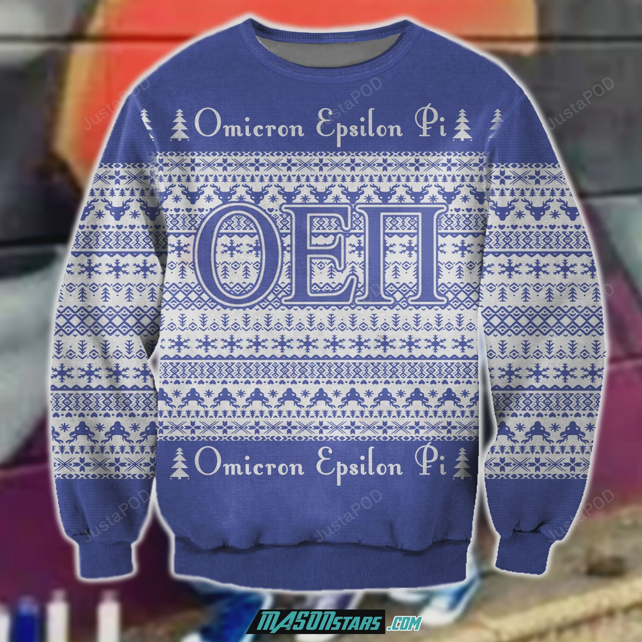 Omicron Epsilon Pi 3D Print Ugly Christmas Sweater Adult 3D Funny Matching for family