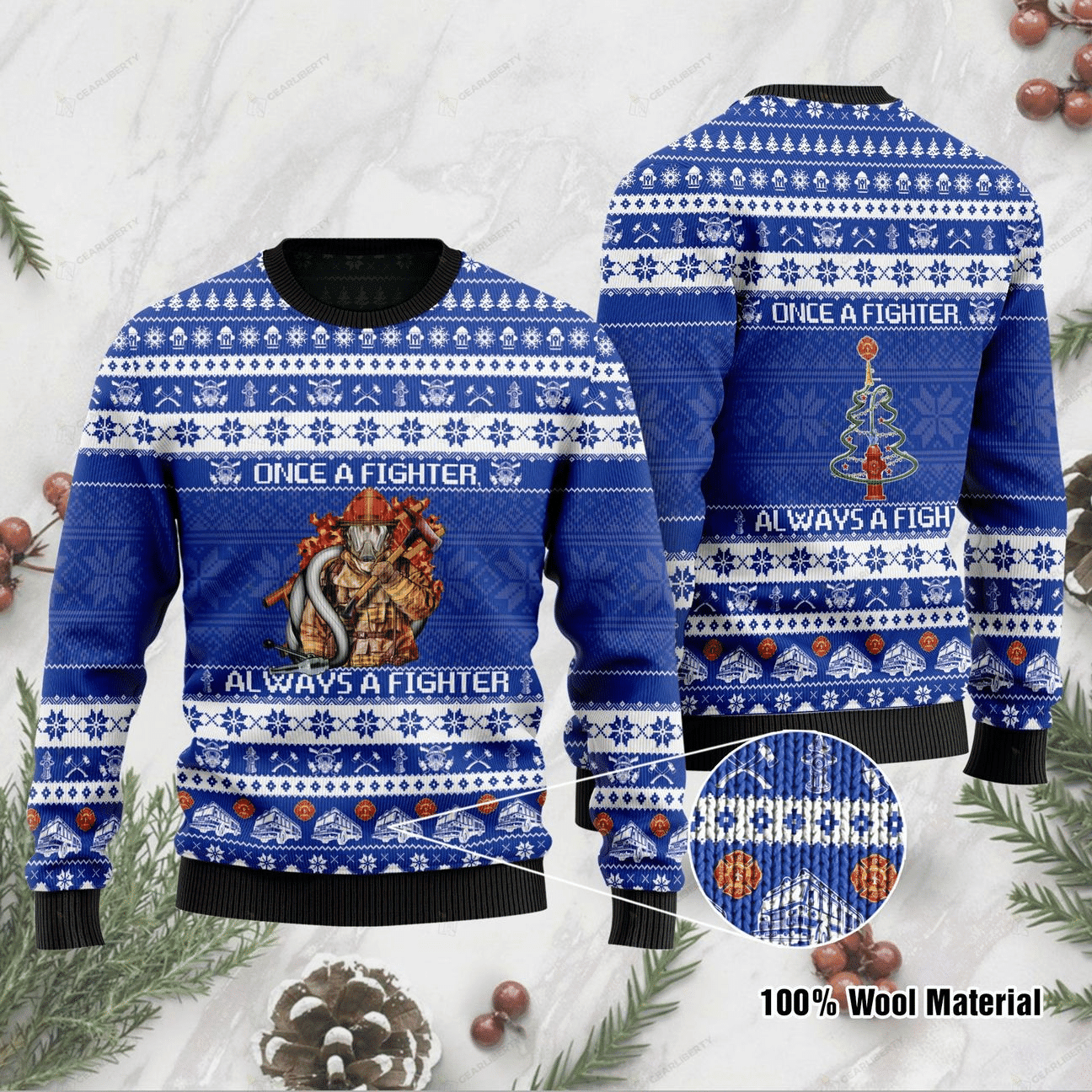 Once A Fighter Always A Fighter Ugly Christmas Sweater Adult 3D Funny Matching for family