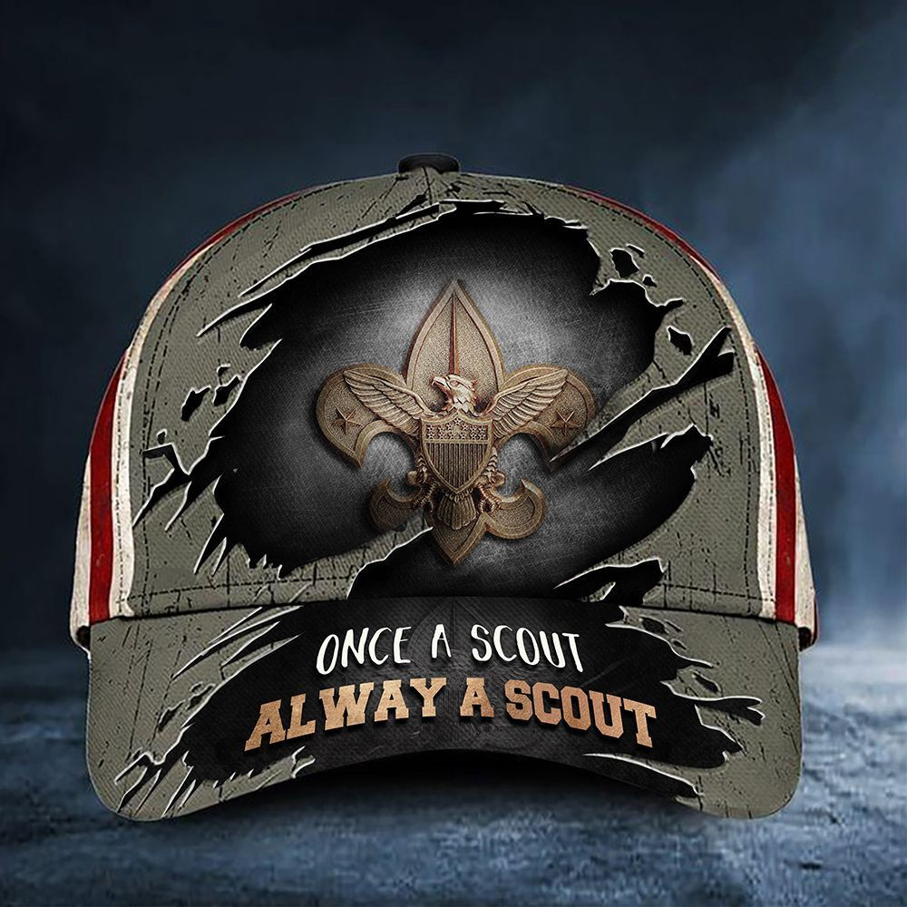 Once A Scout Always A Scout Cap US Flag Vintage Hat Proud Eagle Scout Gift Ideas Trucker Hats Custom Hats Gifts For Men & Women