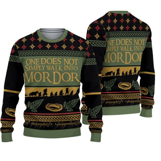 One Does Not Simply Walk Into Mordor Quotes 3D sweater, US Movie Ugly Christmas Sweater - Image 2