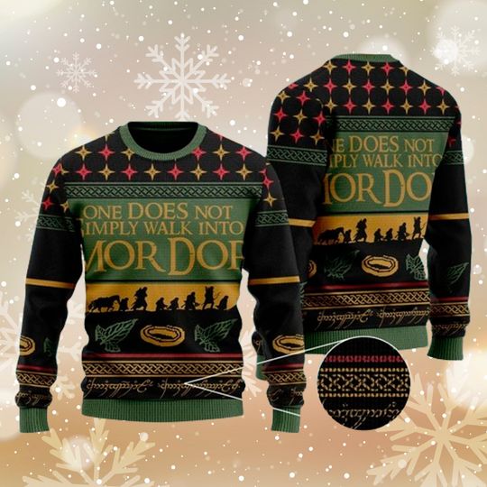 One Does Not Simply Walk Into Mordor Quotes 3D T-shirt, US Movie Ugly Christmas Sweater, - Image 2