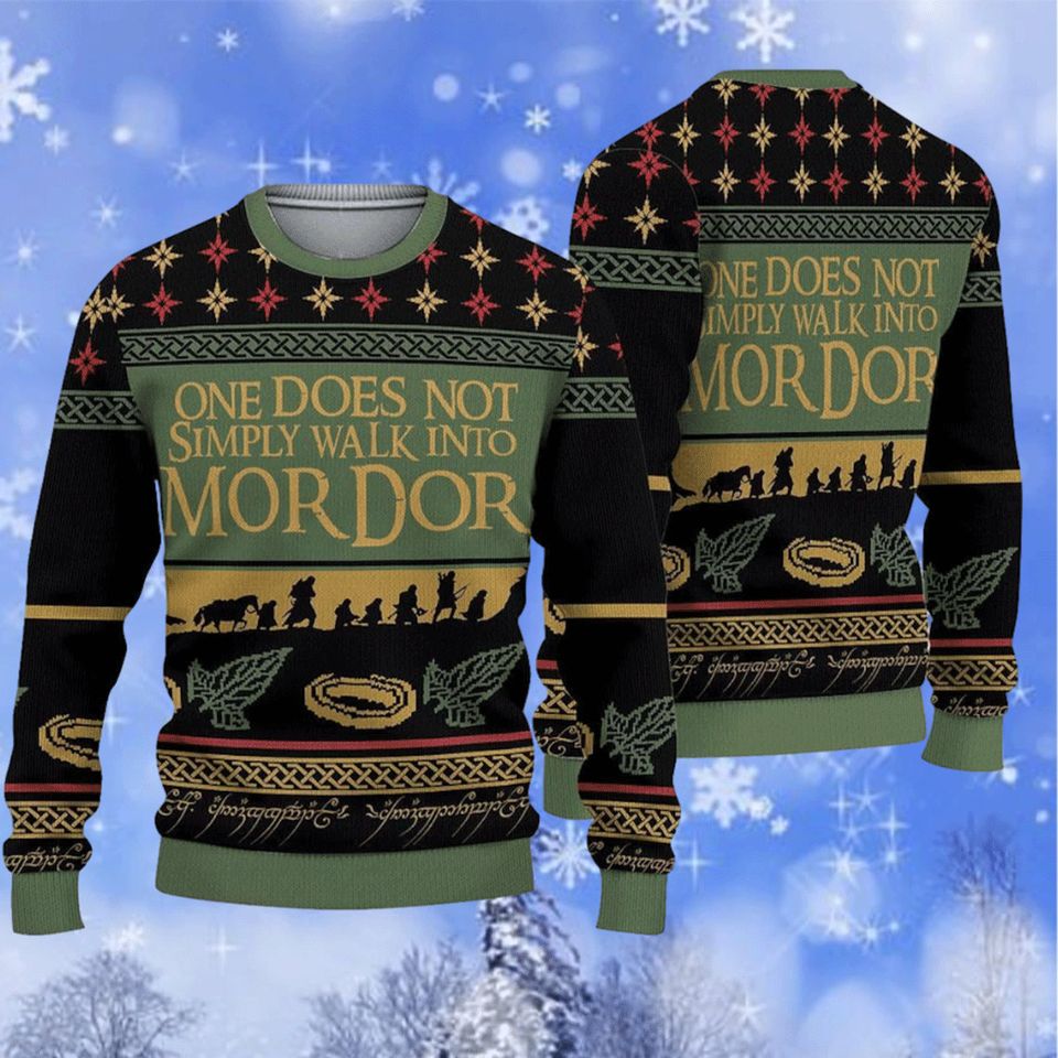 One Does Not Simply Walk Into Mordor Quotes Sweater, US Movie Ugly Christmas Sweater