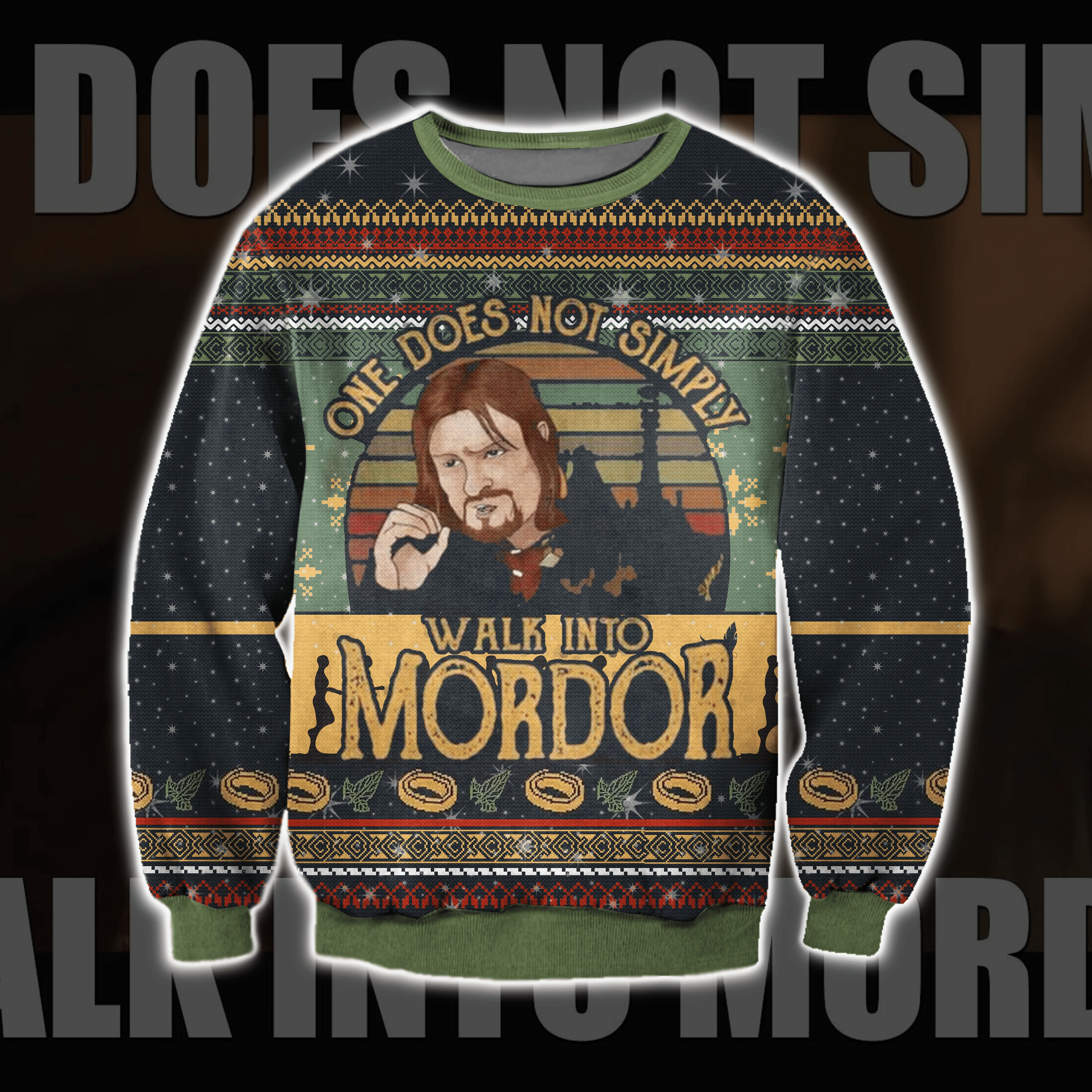 One Does Not Simply Walk Into Mordor Ugly Christmas Sweater Adult 3D Funny Matching for family