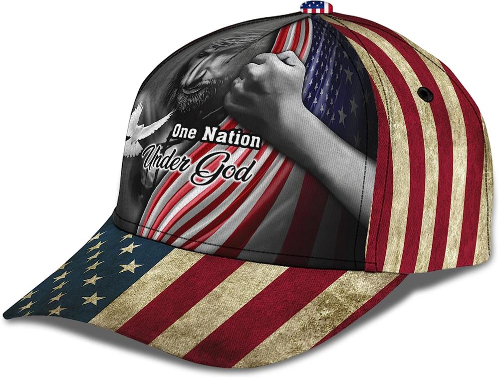 One Nation Under God American Flag And God And Dove Baseball Cap, Christian, Jesus Hat Trucker Hats Custom Hats Gifts For Men & Women