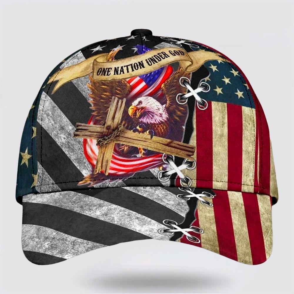 One Nation Under God Cross Eagle Classic Baseball Cap Hat  Trucker Hats Custom Hats Gifts For Men & Women