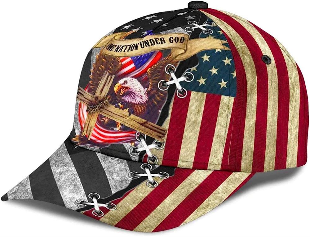 One Nation Under God Cross Eagle Classic Baseball Cap Hat  Trucker Hats Custom Hats Gifts For Men & Women
