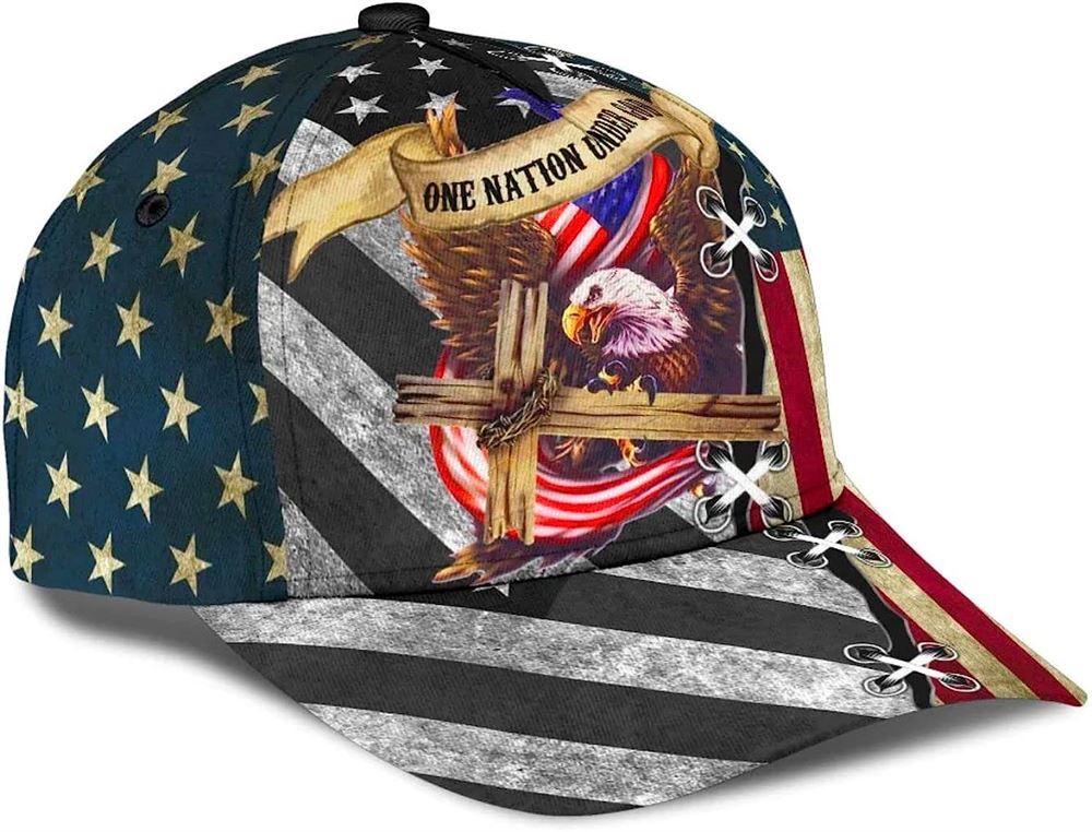 One Nation Under God Cross Eagle Classic Baseball Cap Hat  Trucker Hats Custom Hats Gifts For Men & Women