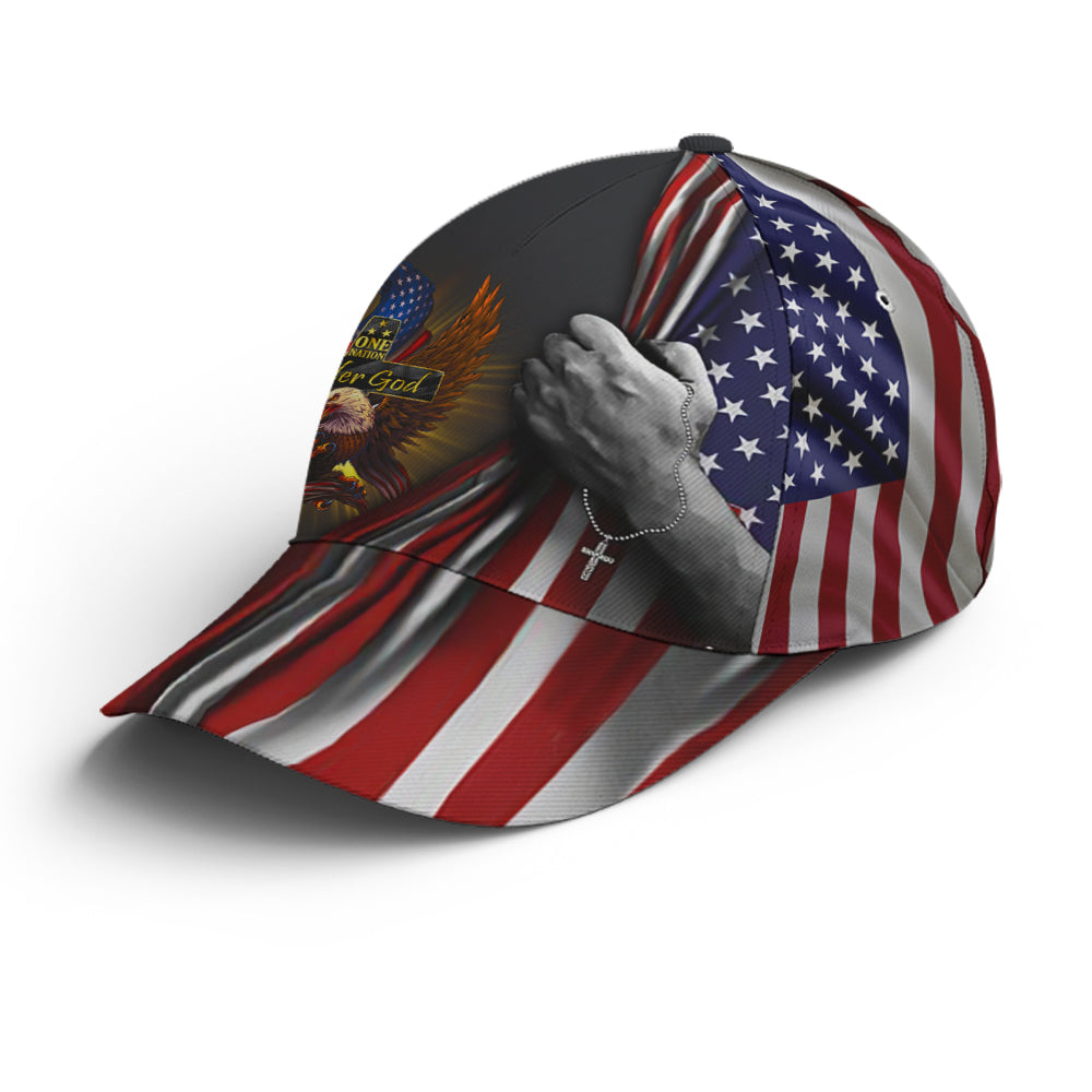 One Nation Under God Eagle American Flag Baseball Cap  Patriotic Classic Cap Trucker Hats Custom Hats Gifts For Men & Women