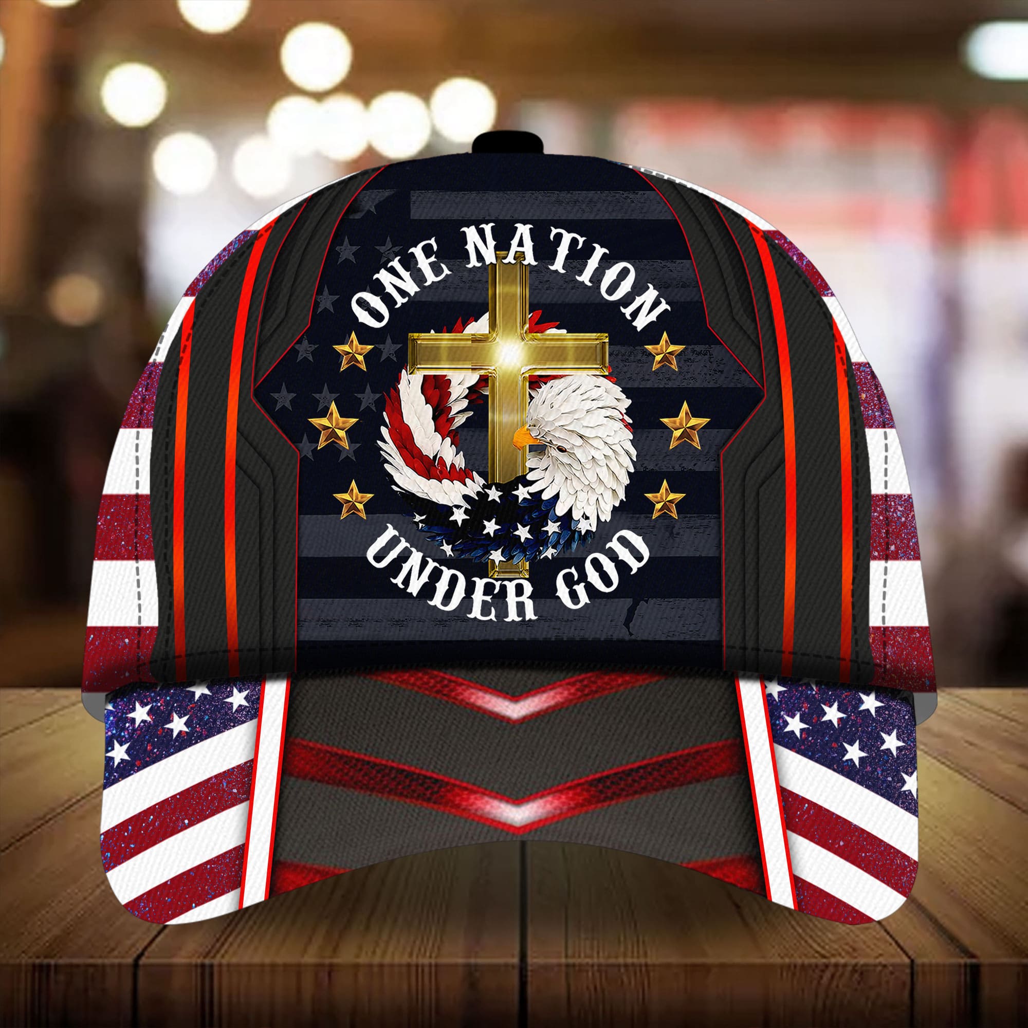 One Nation Under God Premium God Patriotic Cap Trucker Hats Custom Hats Gifts For Men & Women