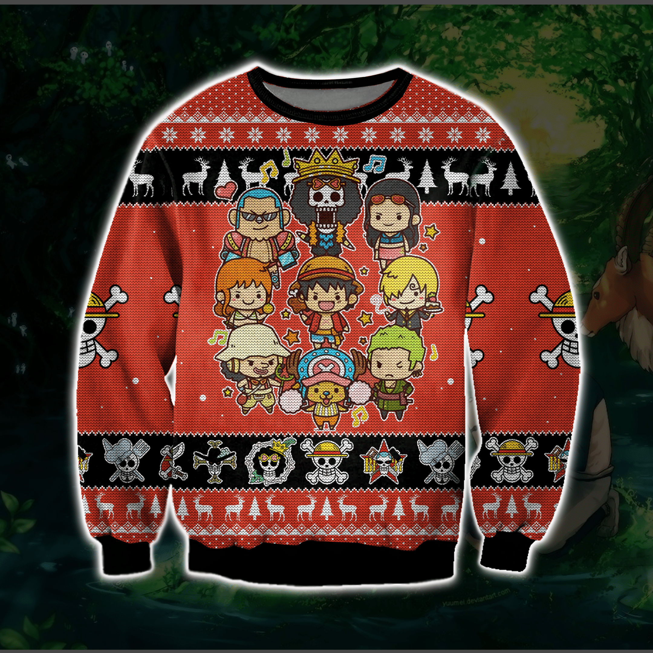 One Piece 3D Knitting Pattern Print Ugly Christmas Sweater Adult 3D Funny Matching for family