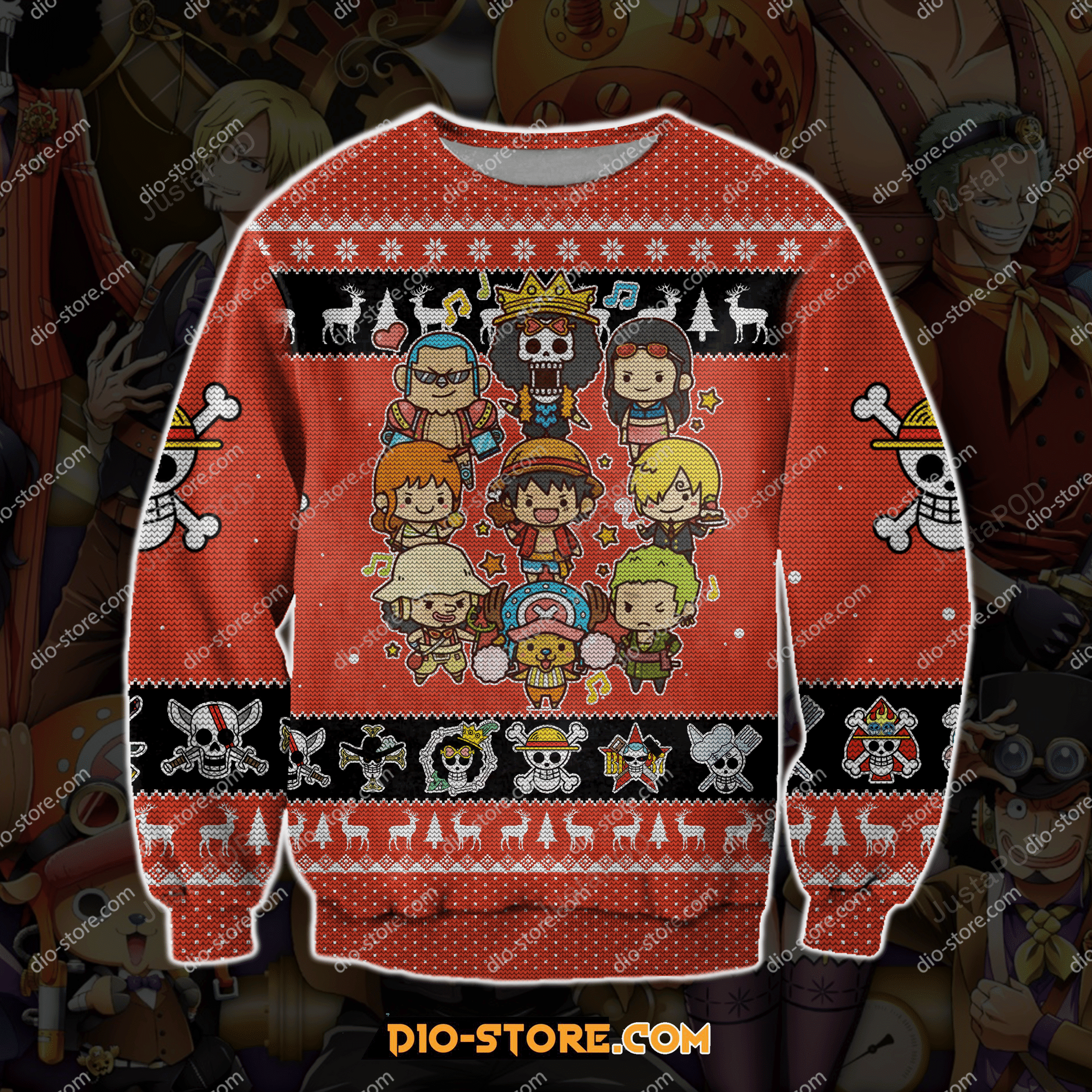 One Piece 3D Knitting Pattern Print Ugly Christmas Sweater Adult 3D Funny Matching for family