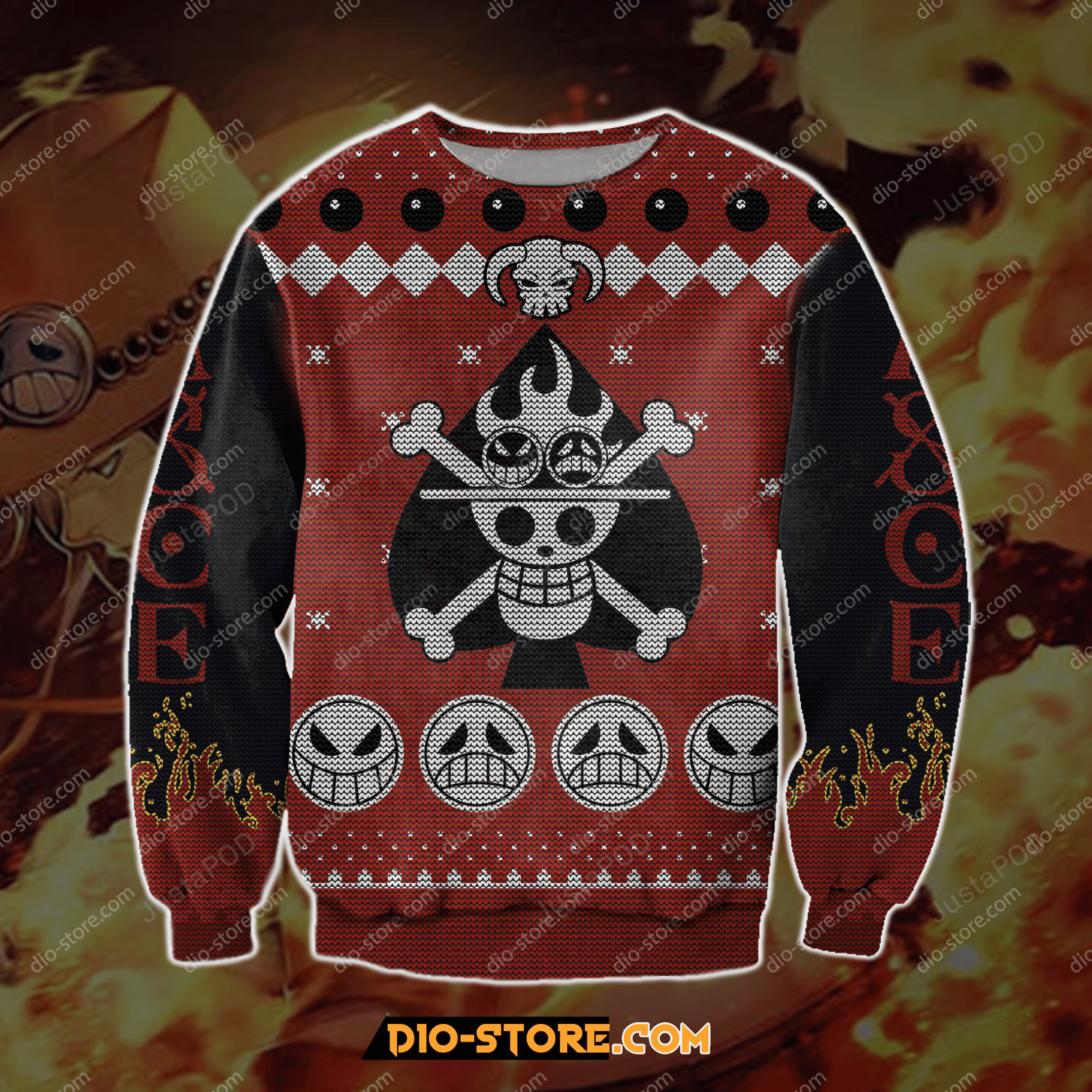 One Piece Ace Ugly Christmas Sweater Adult 3D Funny Matching for family