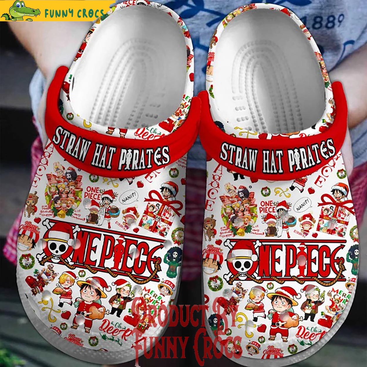 One Piece Anime Christmas Crocs Crocband Clogs Shoes Comfortable For Men Women and Kids