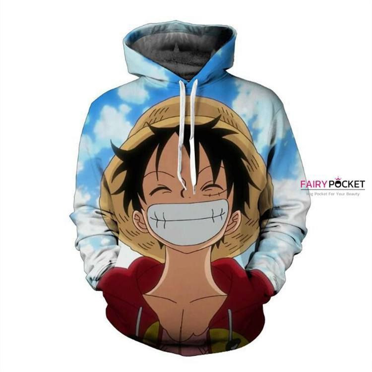 One Piece Monkey D. Luffy Blue 3D All Over Print Hoodie, Zip Hoodie