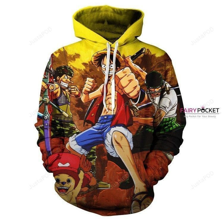 One Piece Monkey D. Luffy, Roronoa Zoro, Usopp Tony Tony Chopper 3D All Over Print Hoodie, Zip Hoodie