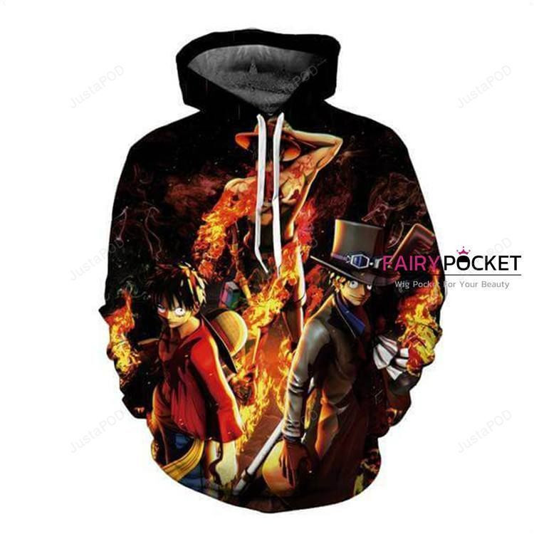 One Piece Monkey D. Luffy, Sabo Portgas'D' Ace 3D All Over Print Hoodie, Zip Hoodie
