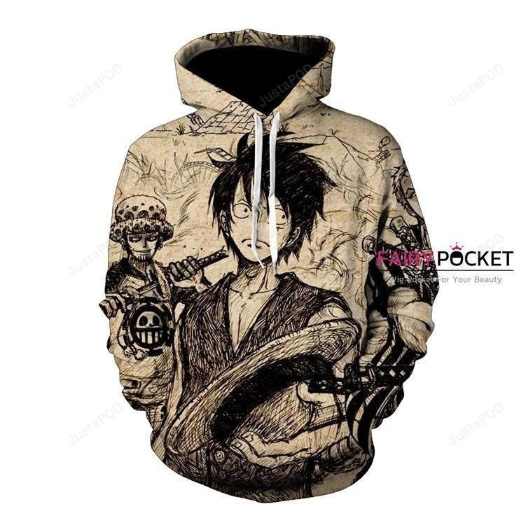 One Piece Monkey D. Luffy Trafalgar Law Roronoa Zoro 3D All Over Print Hoodie, Zip Hoodie