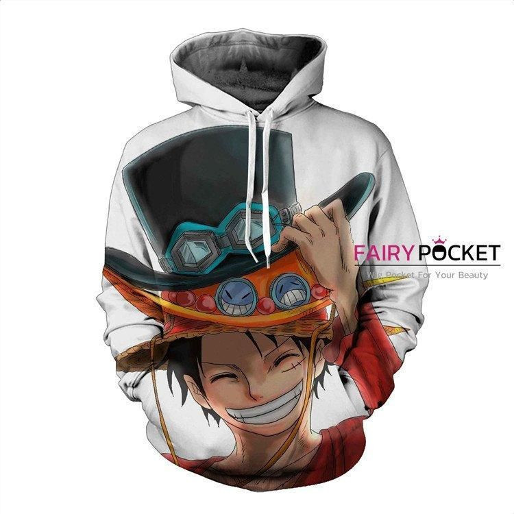 One Piece Monkey D. Luffy White 3D All Over Print Hoodie, Zip Hoodie