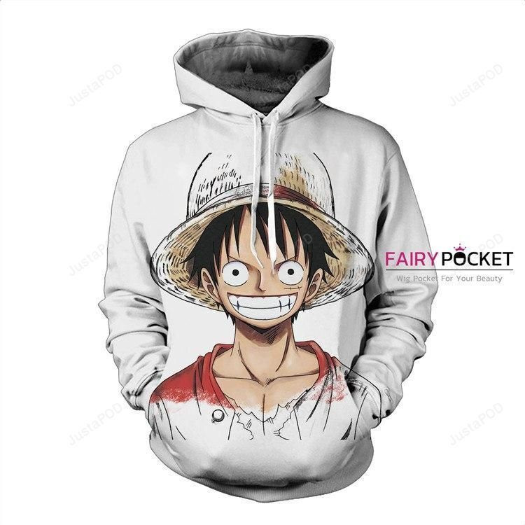 One Piece Monkey D. Luffy White 3D All Over Print Hoodie, Zip Hoodie