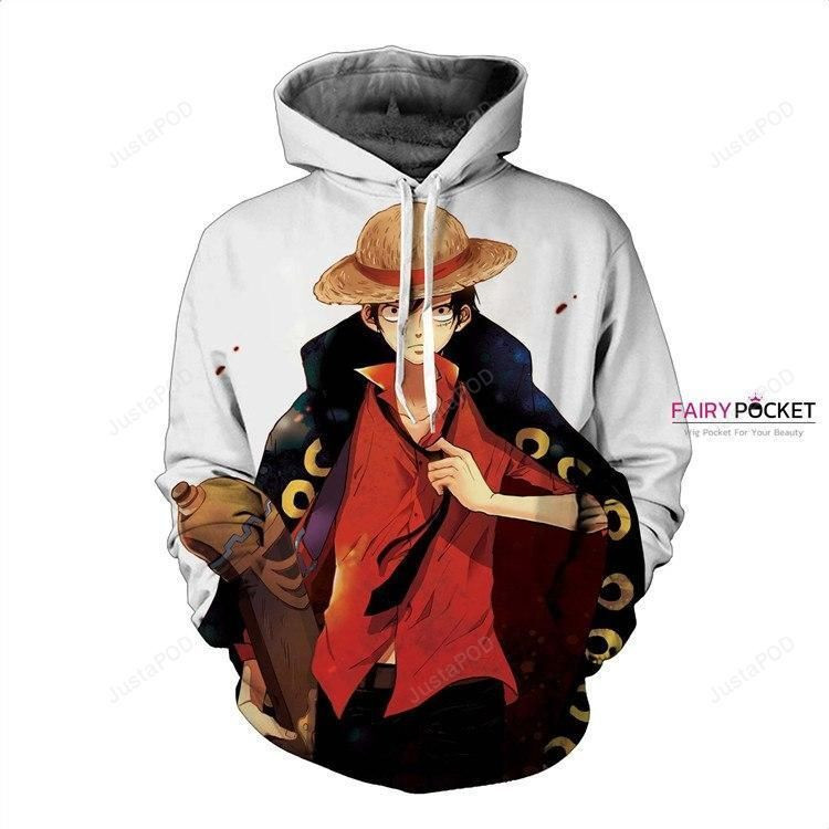 One Piece Monkey D. Luffy White 3D All Over Print Hoodie, Zip Hoodie