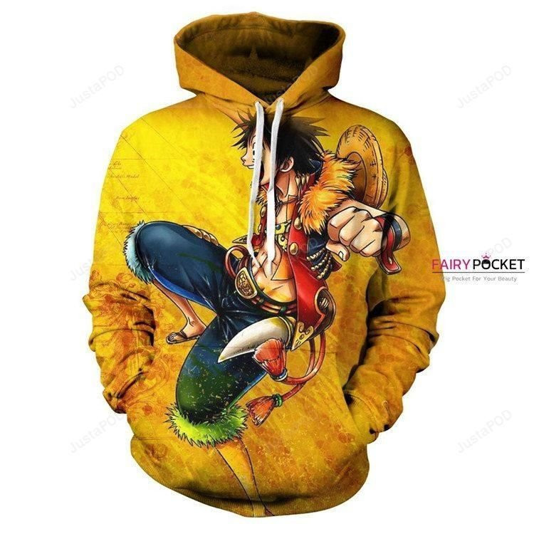 One Piece Monkey D. Luffy Yellow 3D All Over Print Hoodie, Zip Hoodie