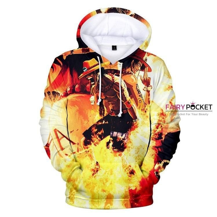 One Piece Portgas D. Ace Bright Yellow 3D All Over Print Hoodie, Zip Hoodie