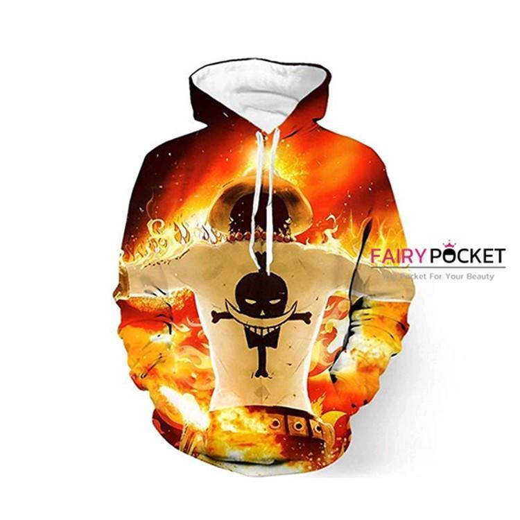 One Piece Portgas D. Ace Red 3D All Over Print Hoodie, Zip Hoodie