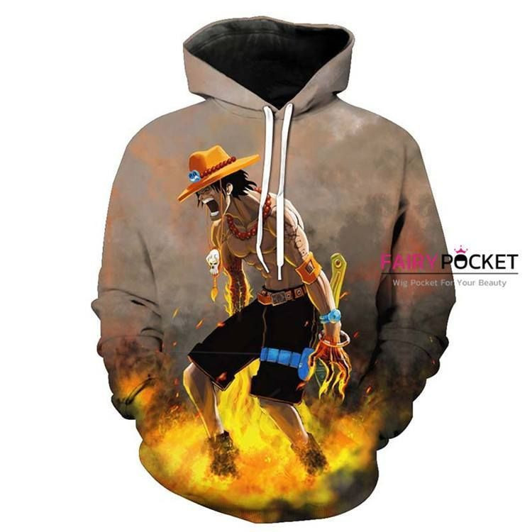 One Piece Portgas D. Ace Sable Brown 3D All Over Print Hoodie, Zip Hoodie