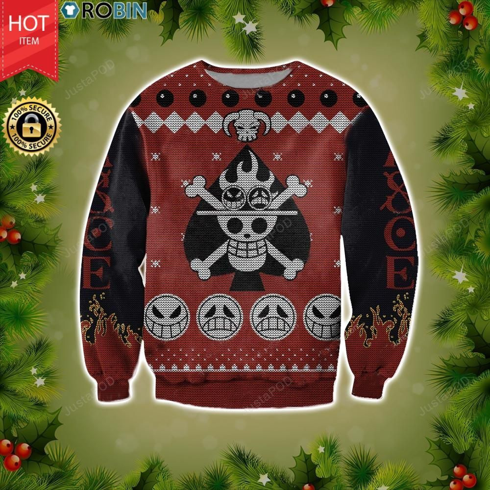 One Piece Portgas D. Ace Ugly Christmas Sweater Adult 3D Funny Matching for family