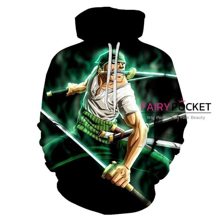 One Piece Roronoa Zoro Black 3D All Over Print Hoodie, Zip Hoodie