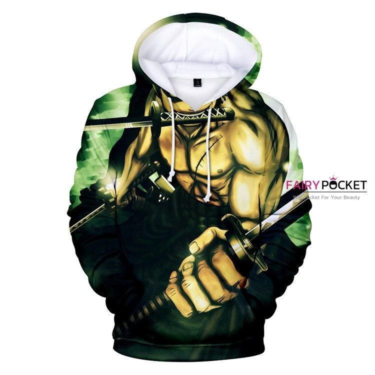 One Piece Roronoa Zoro Green 3D All Over Print Hoodie, Zip Hoodie