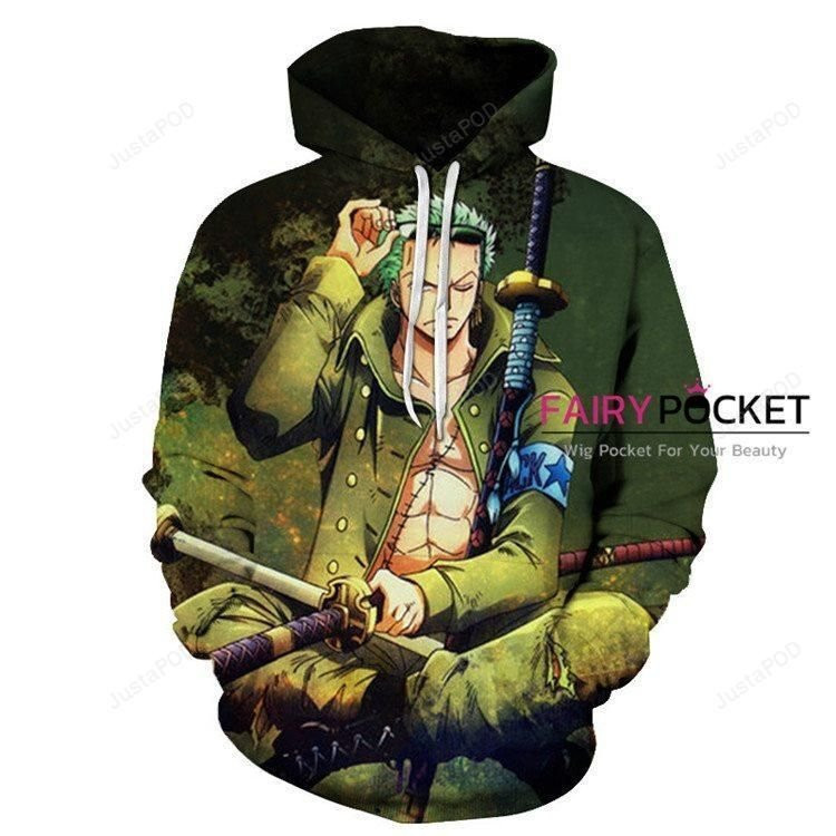 One Piece Roronoa Zoro Green 3D All Over Print Hoodie, Zip Hoodie