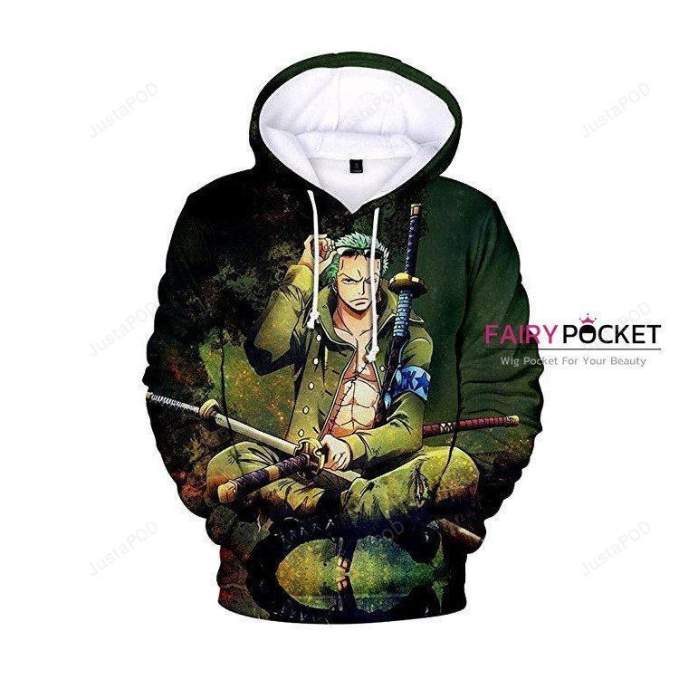 One Piece Roronoa Zoro Green 3D All Over Print Hoodie, Zip Hoodie