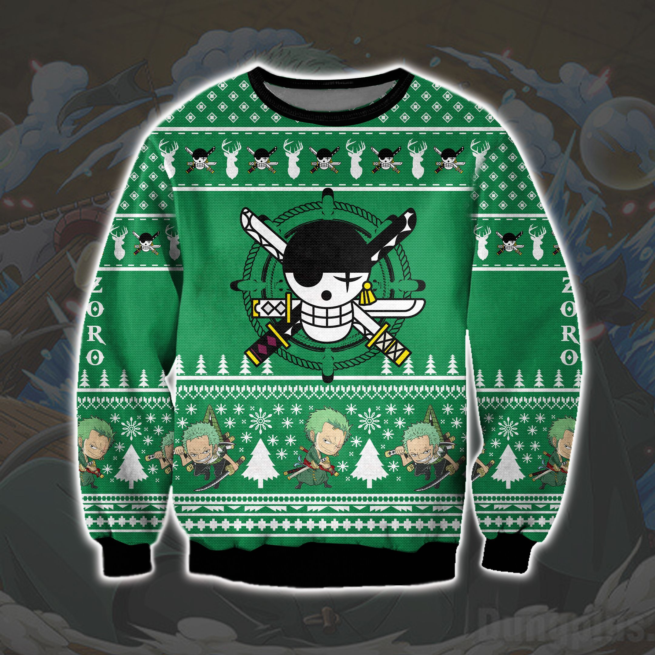 One Piece Zoro 3D Print Ugly Christmas Sweater Adult 3D Funny Matching for family