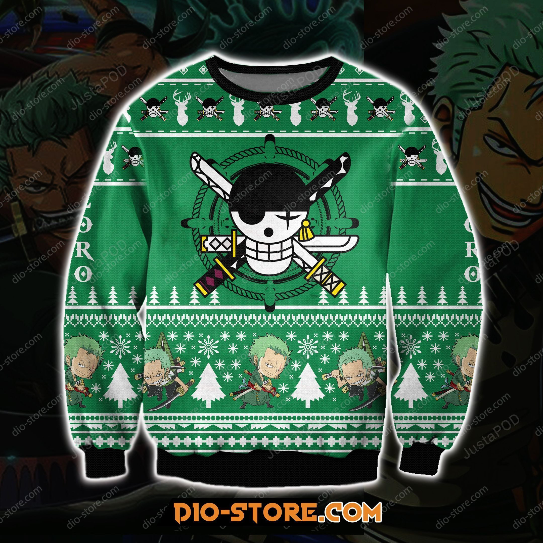 One Piece Zoro Ugly Christmas Sweater Adult 3D Funny Matching for family