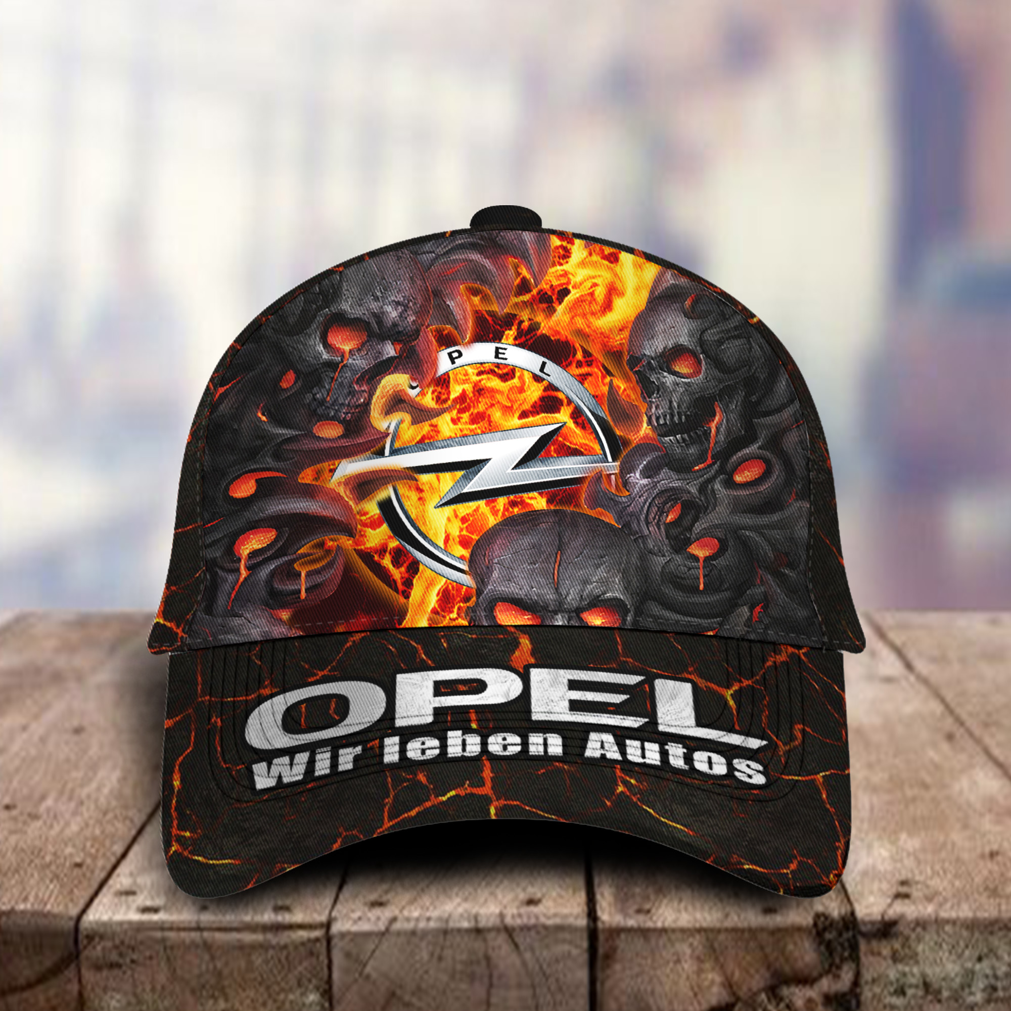 Opel 3D Classic Cap Skull Fire Car Motor Brand Hats Trucker Hats Custom Hats Gifts For Men & Women