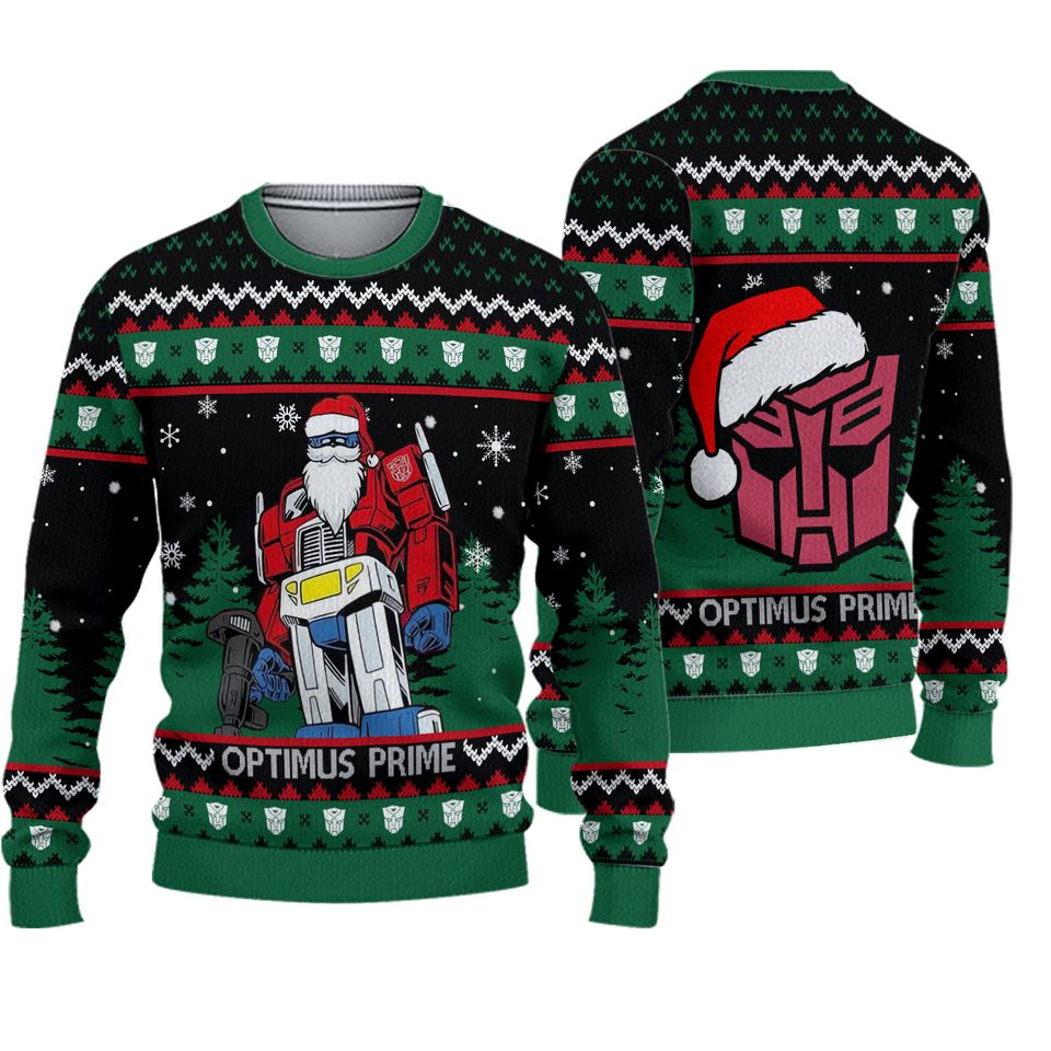 Optimus Prime Transformers Santa Claus Autobots Christmas Ugly Sweater