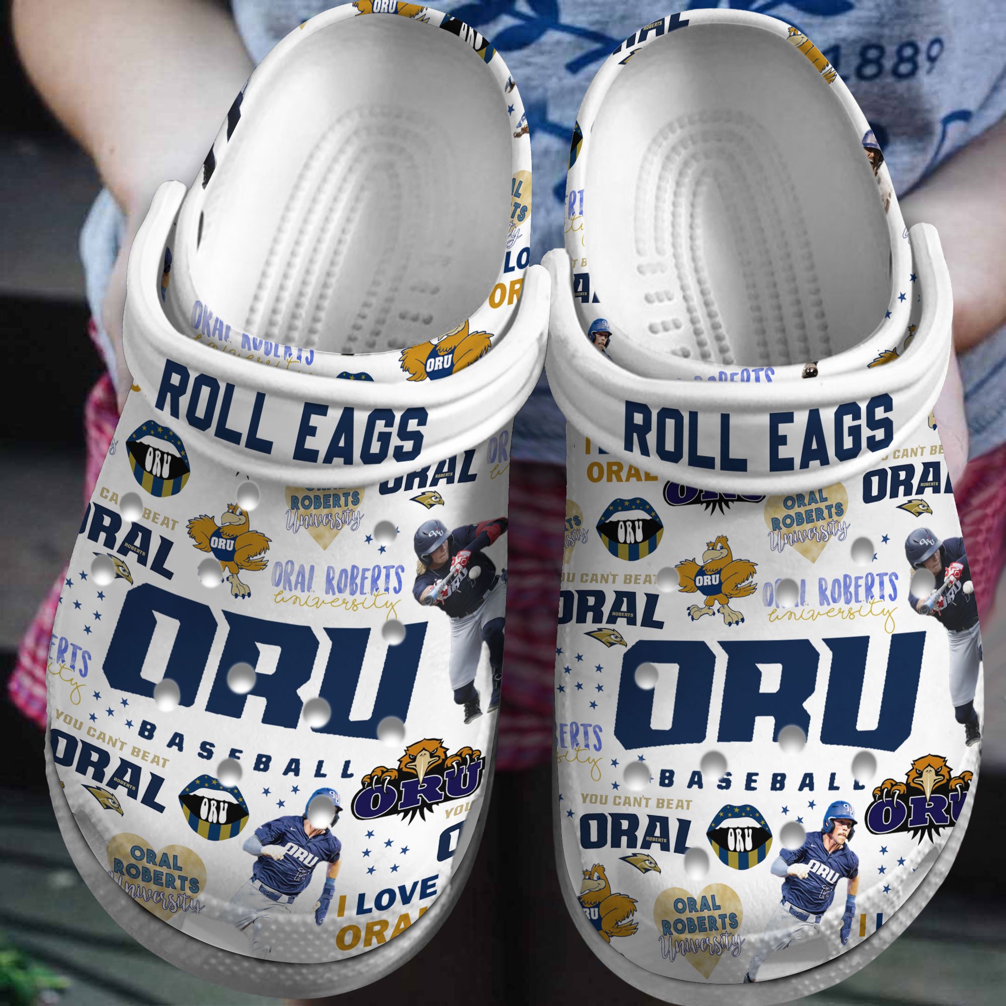 Oral Roberts Golden Eagles NCAA Sport Crocs Crocband Clogs Shoes Comfortable For Men Women and Kids