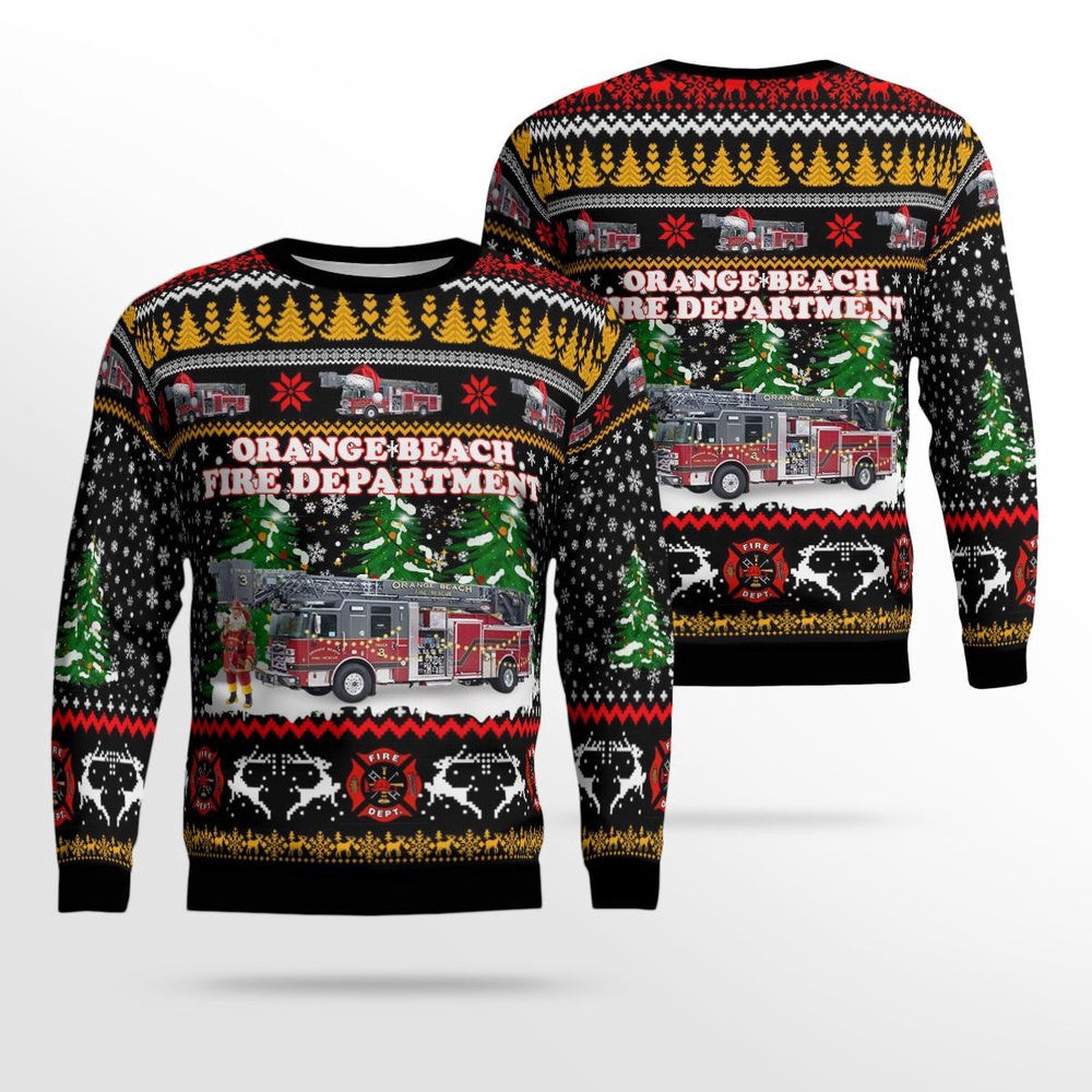 Orange Beach Alabama Orange Beach Fire Department AOP Ugly Sweater Christmas Unisex Sweaters Gift For Christmas