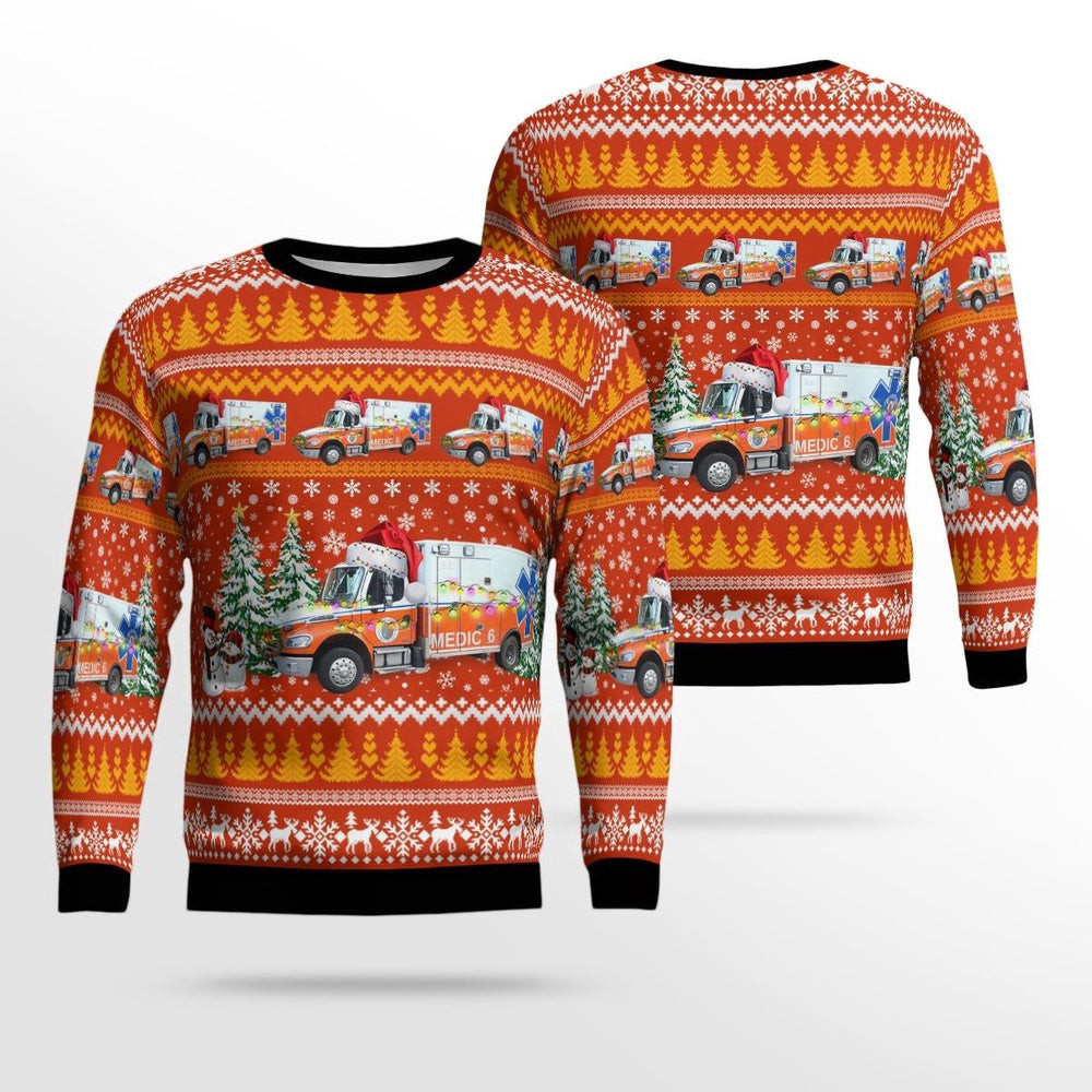 Orange EMS North Carolina Christmas AOP Ugly Sweater Christmas Unisex Sweaters Gift For Christmas